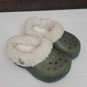 #Army Green insulated Crocs